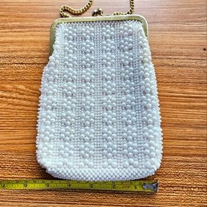 Beaded flat clutch purse with chain